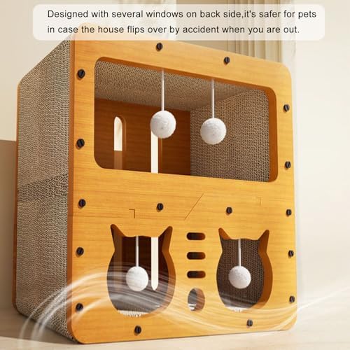 Cat Scratcher Cardboard House, 2-Tier Kitty Scratching Pad Lounger Bed - Image 4