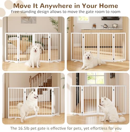32" Extra Tall Free Standing Dog Gate Indoor, Foldable Pet Gate - Image 3