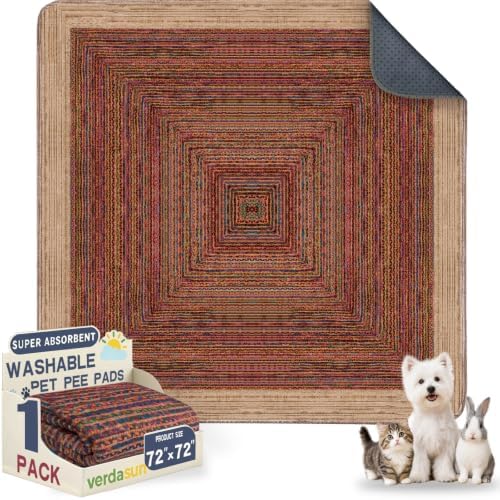 Washable Pee Pads for Dogs 72"x72" 2 Pack Reusable Puppy Potty Pad by Verdasun