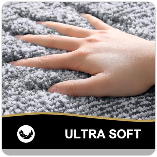 OLANLY Toilet Rugs U-Shaped 24x20, Absorbent Microfiber Bath Mat, Dark Grey - Image 3