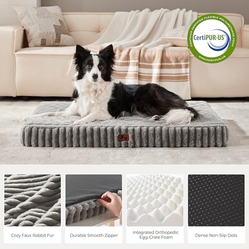 Orthopedic Large Dog Bed，Waterproof Washable Dog Crate 41x27 Grey - Image 3