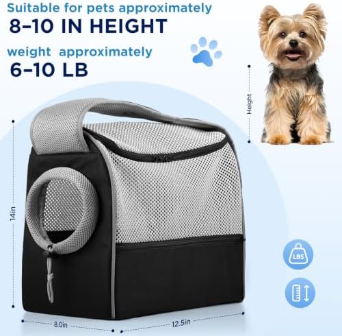 BONTHEE Dog Sling Carrier for Small Dogs 6-10 lbs Adjustable Shoulder-Black - Image 5