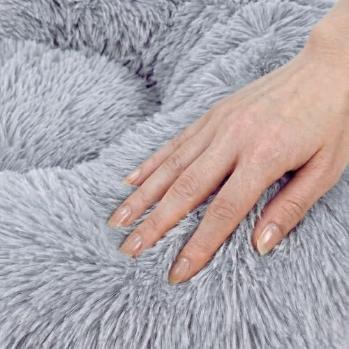 Calming Donut Dog Bed – Faux Fur Anti-Anxiety Pet Bed - Image 2