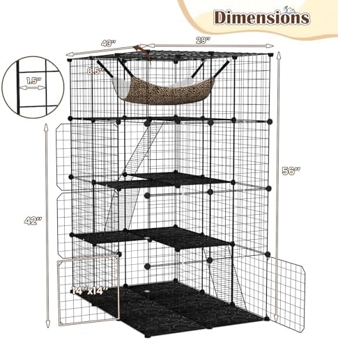 Tangkula Cat Cages Indoor, 3 Ladders, Detachable Metal Wire Kennel - Image 4
