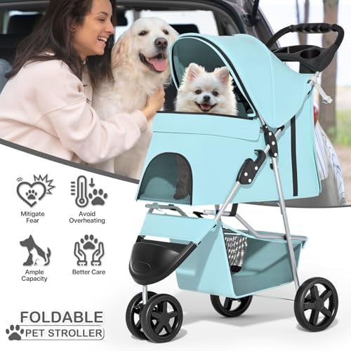 MoNiBloom Pet Stroller for Small/Medium Dogs and Cats, Mint Green - Image 2