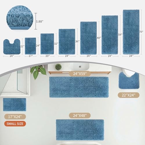 Disolla Blue Bathroom Rugs 20x32, Non-Slip Plush Thick Bath Mat - Image 2