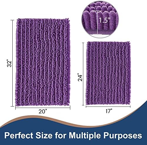Luxury Chenille Lavender Bathroom Rugs Sets 2 Piece, Thickened Hot Melt Rubber - Image 6