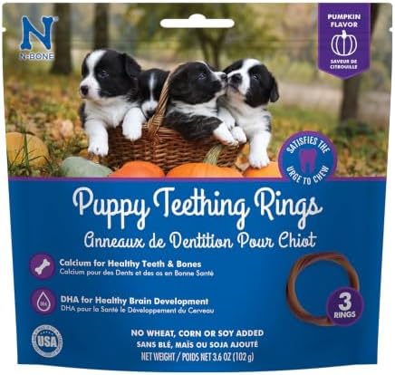 N-Bone Puppy Teething Rings, Pumpkin Flavor, Natural Puppy Teething Chews & by N-Bone