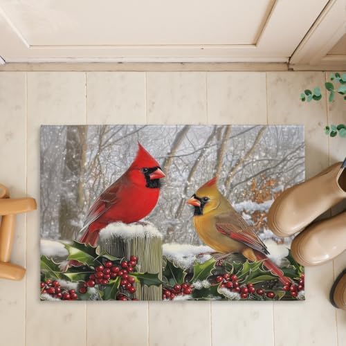 Giwawa Winter Birds Bath Rug Red Berry Washable Bathroom Mat 16x24 Inch Indoor - Image 7