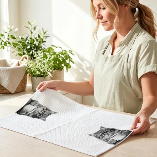 4 Pcs Funny Cat Kitchen Towels 24x14 Inch, Funny Reusable Dish Towels - Image 6