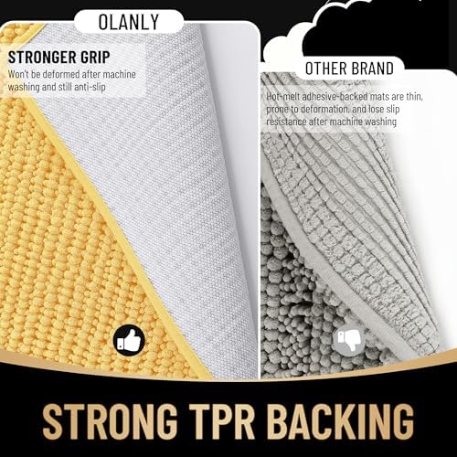 OLANLY Thick Chenille Bathroom Rugs 36x24, Soft Absorbent Bath Mat - Image 5