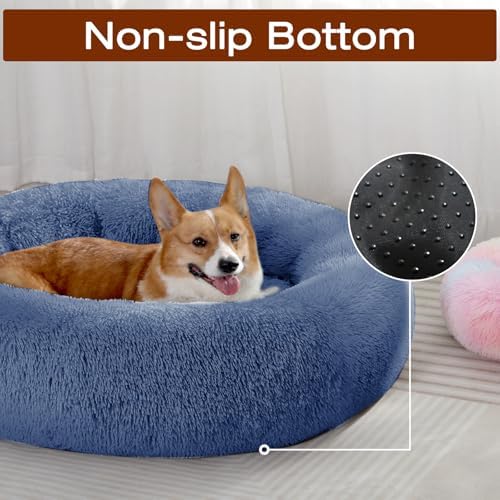 JOLLYVOGUE Dog Beds Large Sized Dog, Calming Anti-Anxiety Dog Bed, Fluffy Donut - Image 4