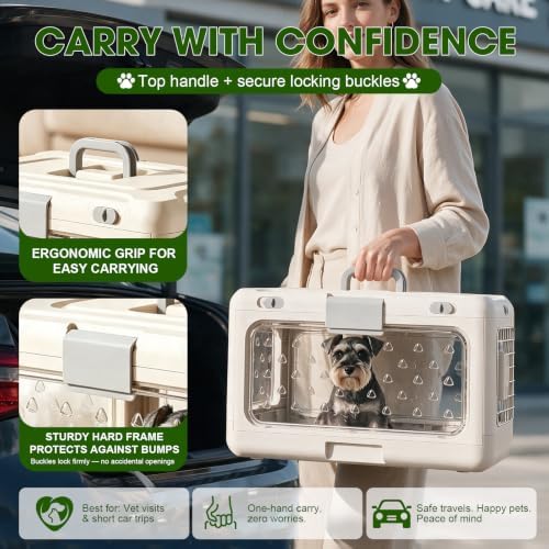 Collapsible Small Dog Crate, Hard-Sided Foldable Cat Carrier - Image 4