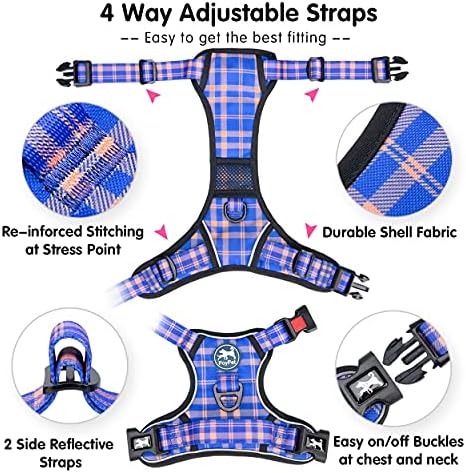 PoyPet Plaid Dog Harness Large, No Pull Vest - Image 2
