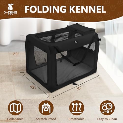 X-ZONE PET Dog Crate 3-Door Kennel, Collapsible Portable Soft Sided Pet Carriers - Image 3