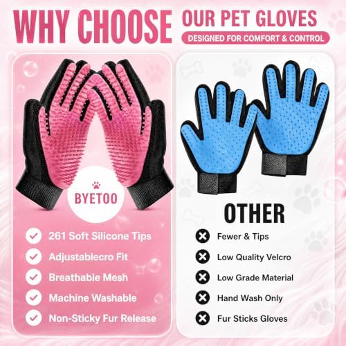 BYETOO Pet Dog Cat Grooming Glove - Image 7