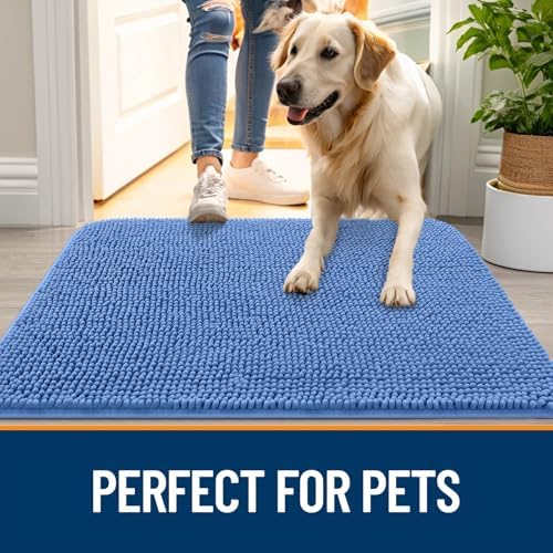 OLANLY Dog Door Mat for Muddy Paws 59x32, Super Absorbent Chenille Mud Mat - Image 6