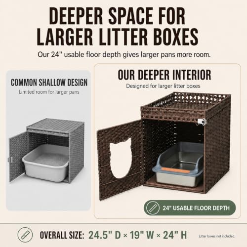 Handwoven Rattan Cat Litter Box Enclosure - Image 3