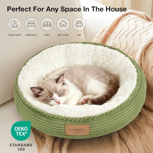 Love's cabin Round Donut Cat and Dog Cushion Bed, 20in Pet Bed - Image 6