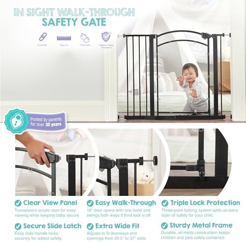 Regalo Safety 29.5"-37" Clear Panel Baby Gate, Bottom of Stairs & Doorways - Image 3