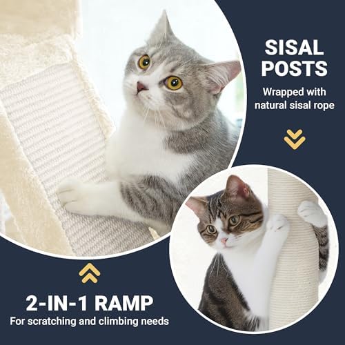 Allewie 82 Inches Large Cat Tree/House/XXL Tall Cat Towers - Image 4
