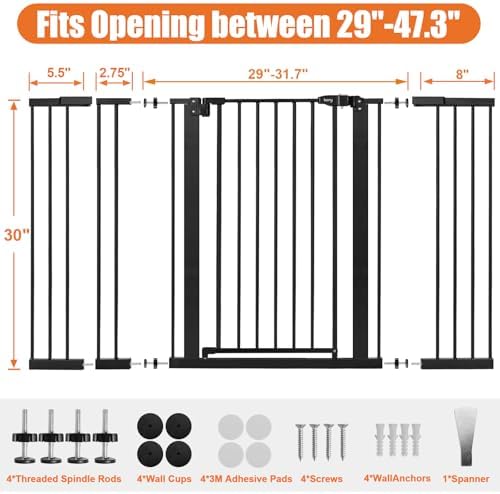 keny 29"-47.3" Extra Wide Baby Gate - Image 6