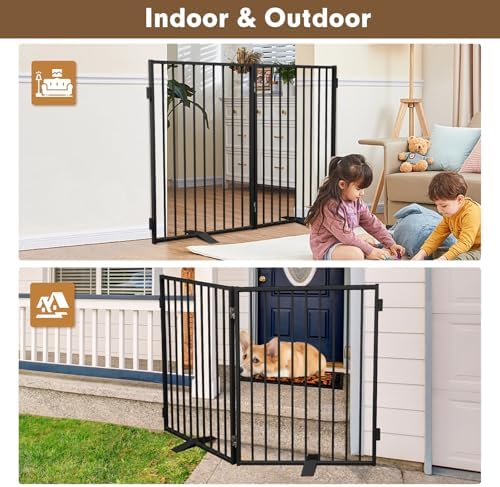 Metal Freestanding Dog Gates Indoor 2 Panels 32" Tall 48" Wide - Image 5