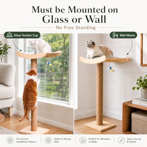 Cat Window Perch with Scratching Posts, 46-Inch Wooden Tree - Image 2
