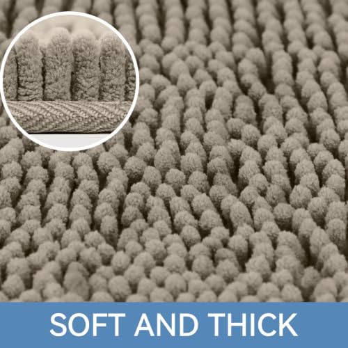 Bcoimo Small Bath Rug Mat, 24x17 Chenille High Absorbent Latte Bathroom Mats - Image 3