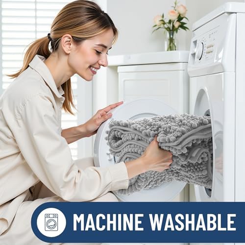 Smiry Bathroom Rugs 24X16, Extra Soft Rubber Backing Chenille Bath Mats - Image 6