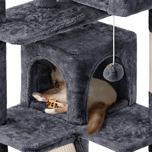 Yaheetech 57 inches Cat Tree for Indoor Cats, 2 Cat Condos, 2 Hanging Balls and - Image 5