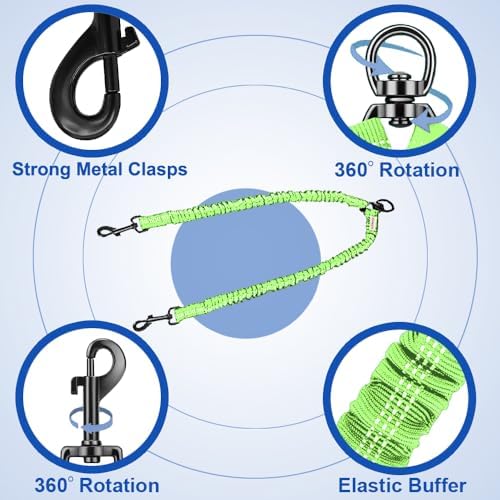 Double Dog Leash, No Tangle Dual Leash, 360° Swivel Tangle Free Bungee - Image 2