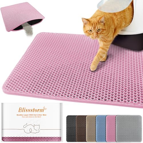Cat Litter Mat 16"x20", Double Layer EVA litterbox Mat by BLISSSTORM
