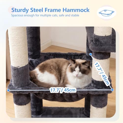 Heybly 53.1" Corner Cat Tree for Large Cats – Interactive Play HCT029G - Image 7