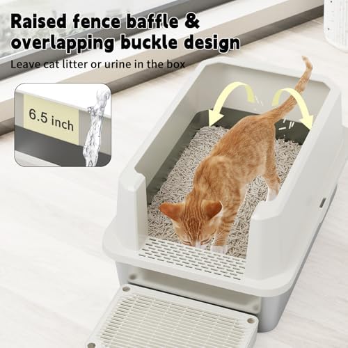RIZZARI Stainless Litter Box Semi-Closed: Odorless, Easy Clean - Image 4