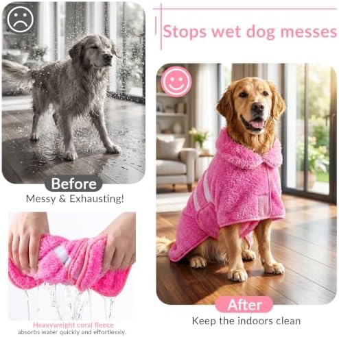Dog Bathrobe, Super Absorbent for Small to Large Dogs, Rose Pink XL - Image 2