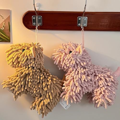 Chenille Dog Hand Towel for Bathroom & Kitchen, Cute Fuzzy Ball Towel - Image 2