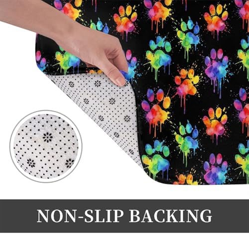 Watercolor Dog Paws Bath Mat 24x16 Inch Non-Slip Soft Microfiber Bathroom Rugs - Image 4