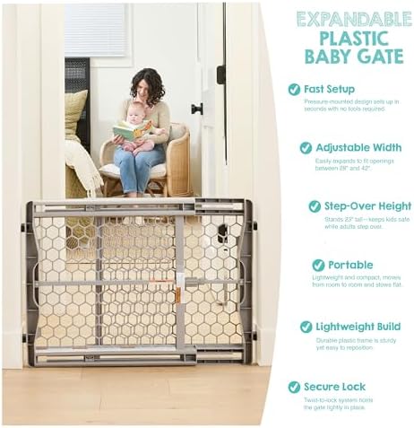 Regalo 28"-42" Extra Wide Plastic Baby Gate, Bottom of Stairs & Doorways - Image 5