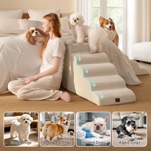 EHEYCIGA 5-Step Curved Dog Stairs - Image 2