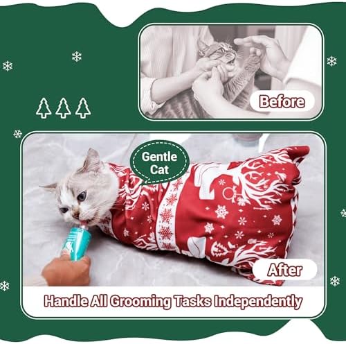 27.5" Large Cat Wrap for Nail Trimming for Adult Cats & Small Dog RED - Image 2