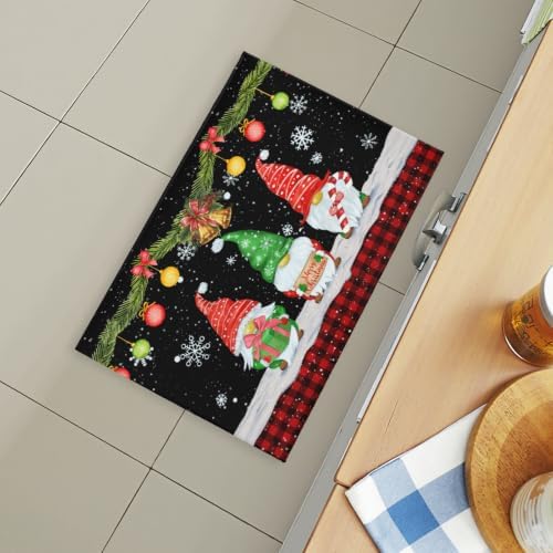 Giwawa Black Xmas Gnome Bath Rug Winter Snowflake Entryway Doormat Non Slip - Image 6