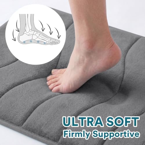 Flamingo P Grey Bath Mat 24x36 Quick Dry Washable Soft Memory Foam - Image 3
