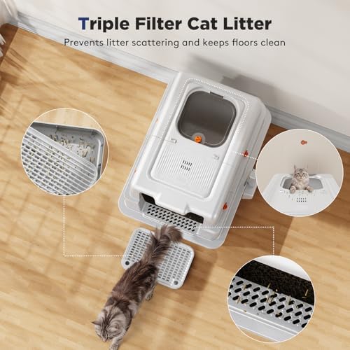 FURTIME XXXL Extra Large Enclosed Stainless Steel Litter Box - Image 6