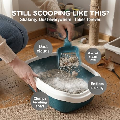 Cat Litter Scoop, Metal Litter Scooper – 5X Faster No-Shake Sifting Design - Image 2