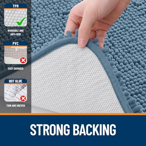 OLANLY Bathroom Runner Rugs 47x17, Extra Soft Absorbent Chenille Bath Rugs - Image 6