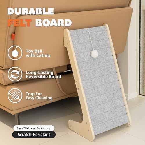 PETKARAY Felt Cat Scratcher, L Shaped Scratching Pad, Scratch Resistant Carpet - Image 3