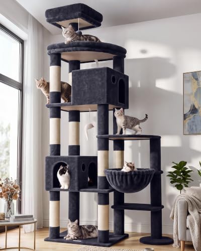 Globlazer Giant Cat Tree for Indoor Large Cats, Dark Grey by Globlazer