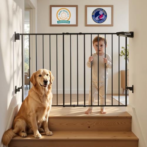 Babelio Baby Gate for Stairs, Kitchen & Doorways, No Bottom Bar| Easy by BABELIO