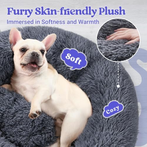 rabbitgoo Calming Cat Beds for Indoor Cats, 27 inches, Dark Grey - Image 2